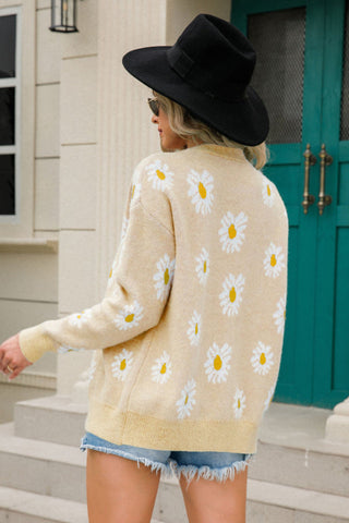 Floral Print Long Sleeve Sweater