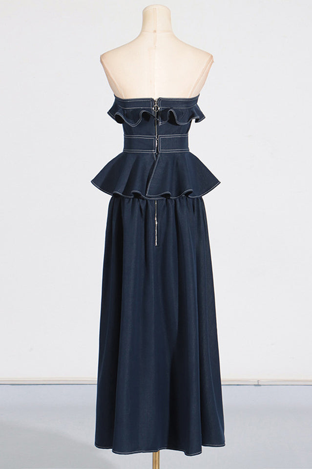 Denim Jumpsuit With Waistband