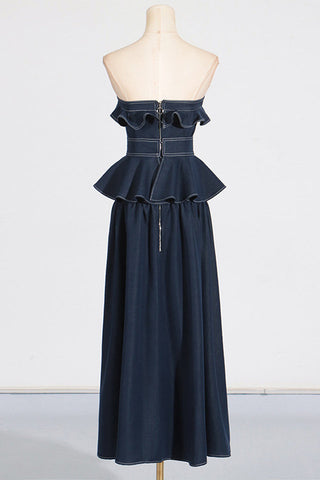 Denim Jumpsuit With Waistband
