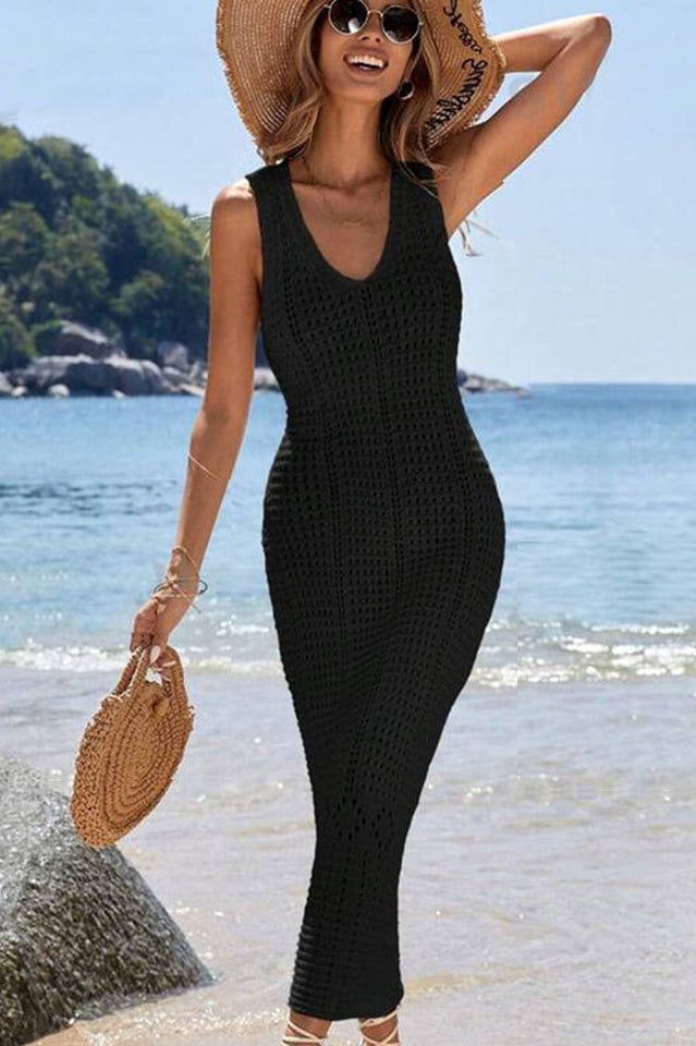 Hollow Out Sleeveless Sweater Dress