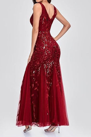 Embroidered Sequins Mermaid Prom Dress