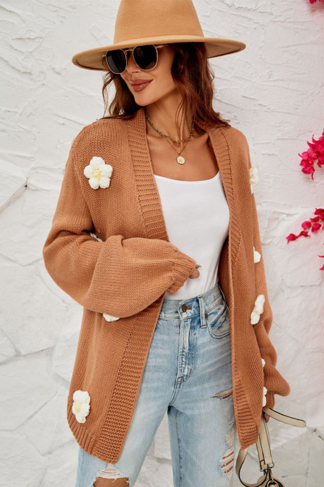 Fall In Daisy Oversized Knit Cardigan
