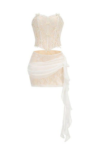 Strapless Lace Corset Dress Set