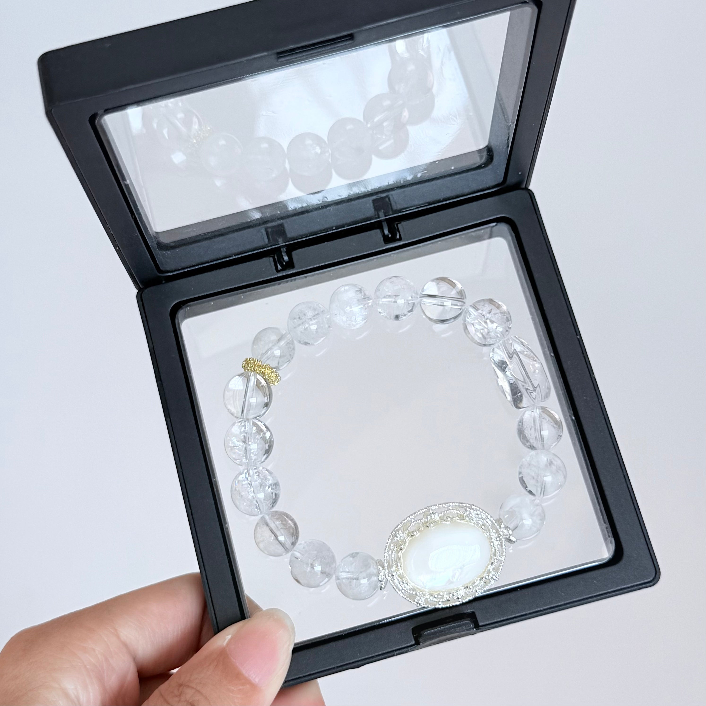 Moonstone & Clear Quartz Crystal Bracelet