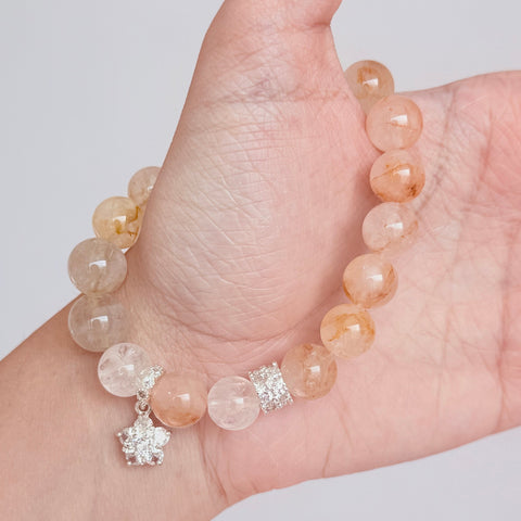 Golden Rutilated Quartz & Clear Quartz Bracelet