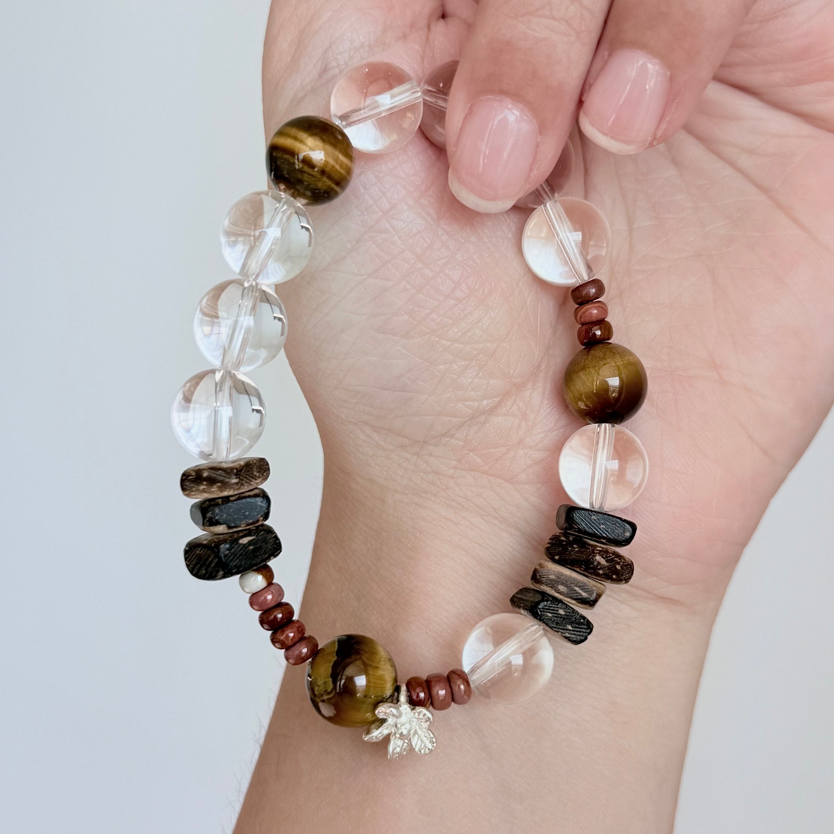 Clear Quartz & Tiger's Eye Protection Bracelet