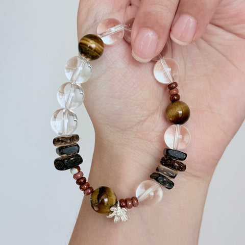 Clear Quartz & Tiger's Eye Protection Bracelet