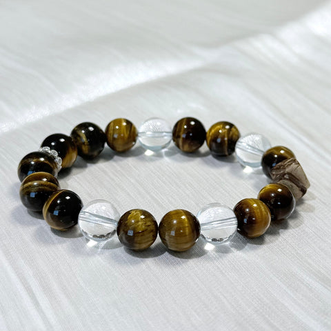 Tiger's Eye and Clear Quartz Bracelet