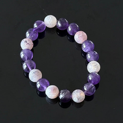 Amethyst & Cracked Agate Crystal Bracelet