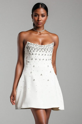 Strapless Crystal A Line Dress