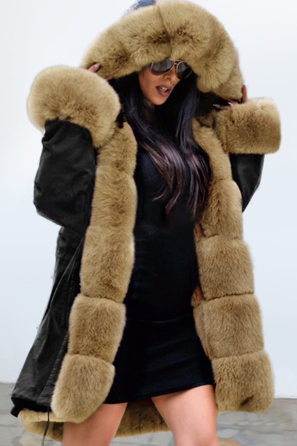 Abrigo de cachemira con cuello de lana