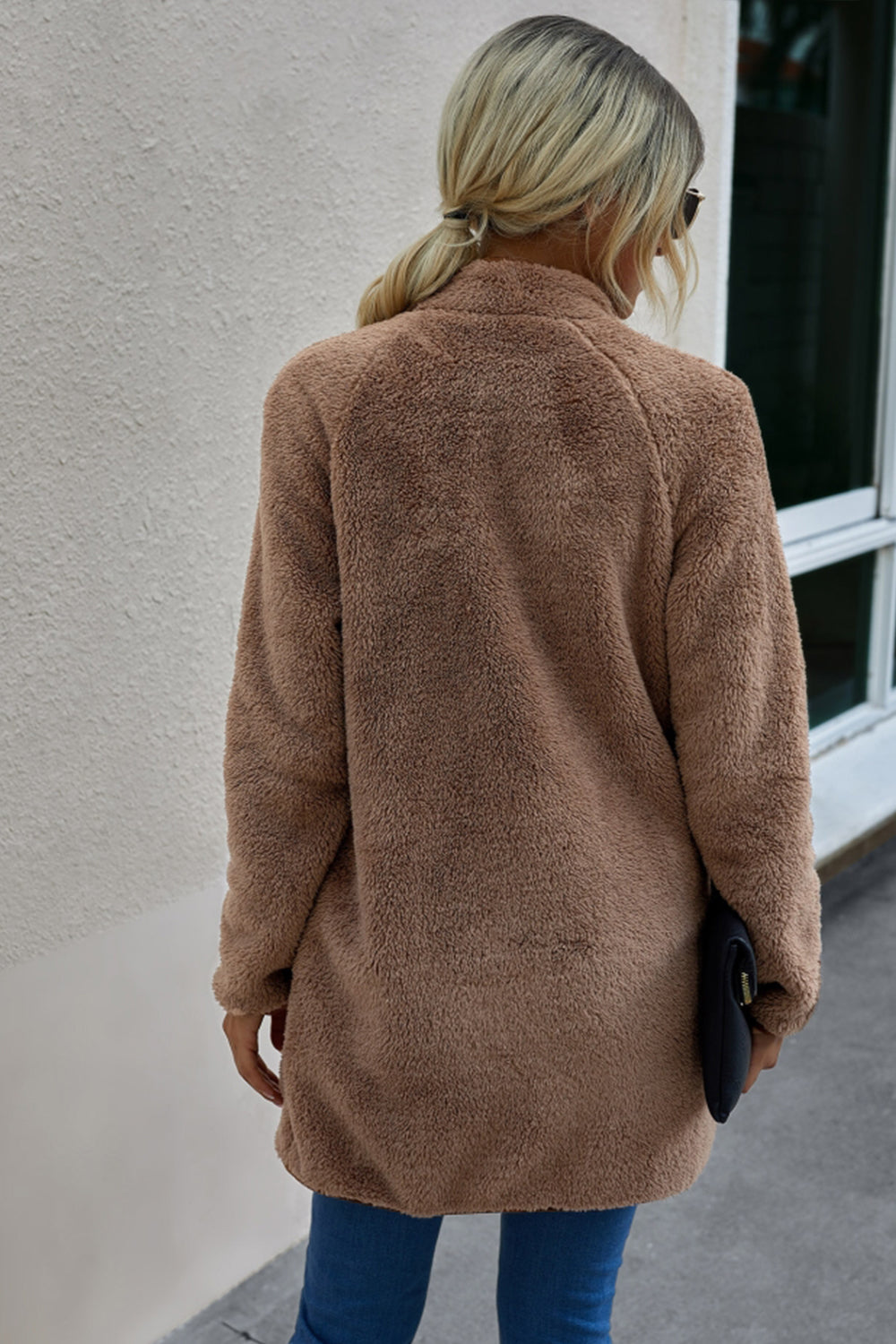 Abrigo de felpa con cremallera