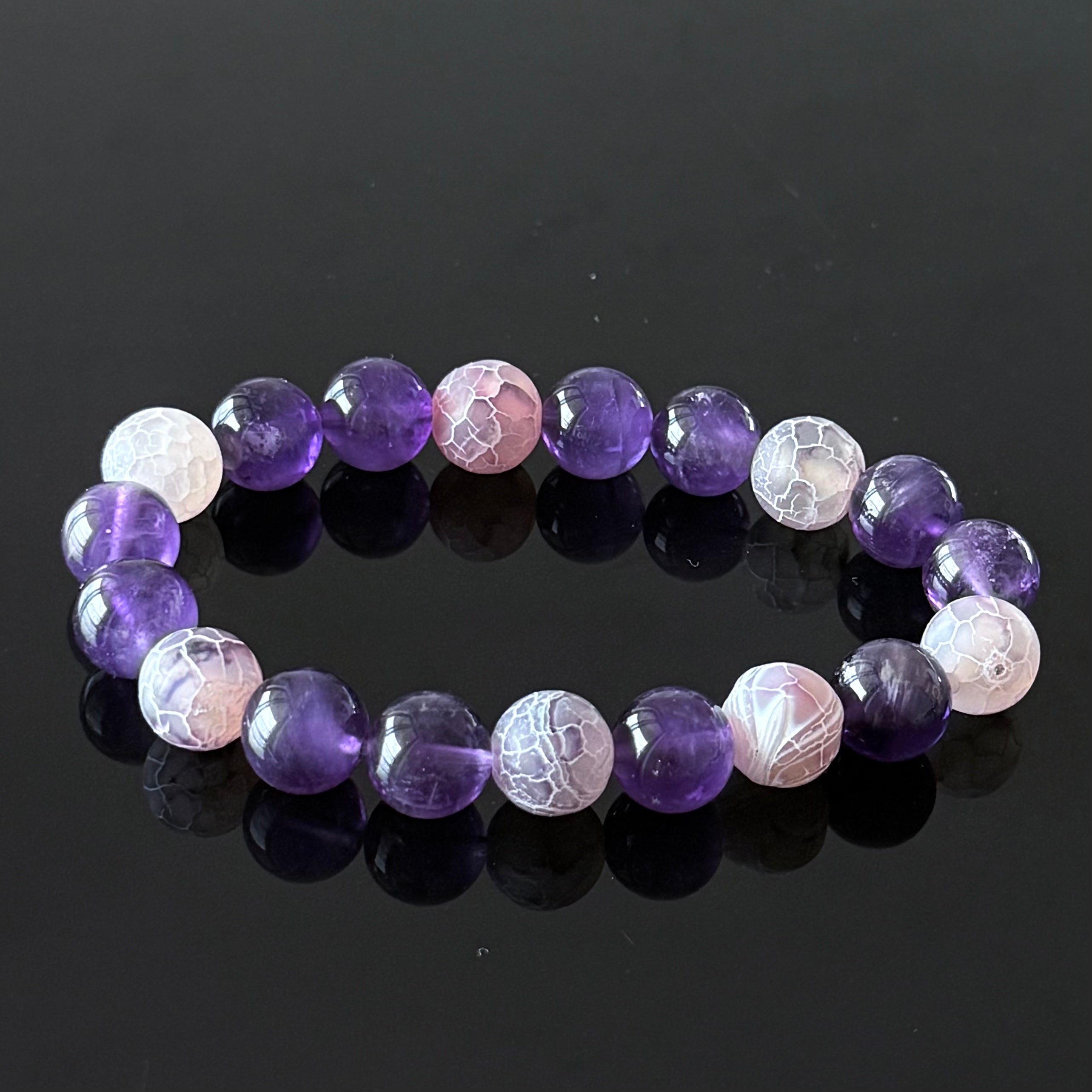 Amethyst & Cracked Agate Crystal Bracelet