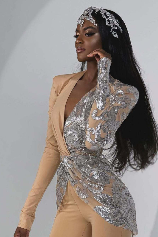 Long Sleeve Sequin Jumpsuit