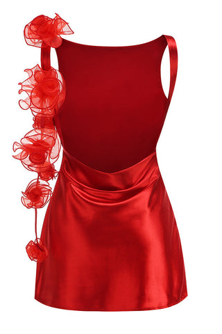 Open Back Flower Mini Dress