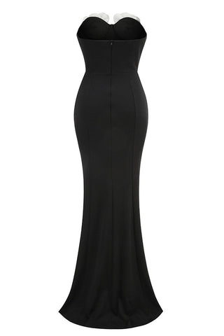 Strapless 3D Floral Maxi Dress