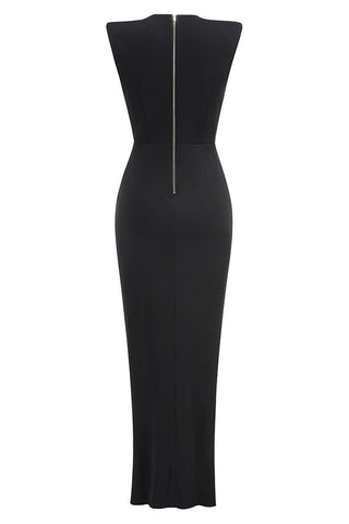 Button Detail Draped Maxi Dress