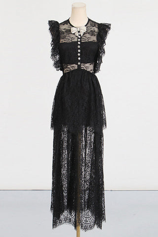 White Lace Tiered Maxi Dress