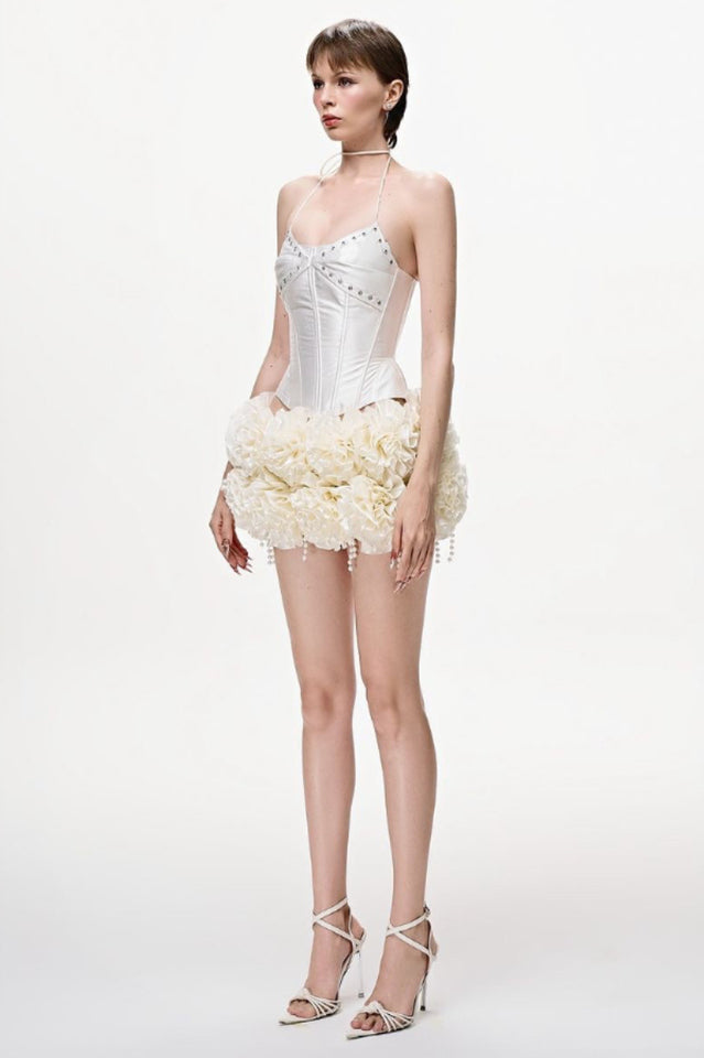 Halter Floral Corset Two Piece Dress