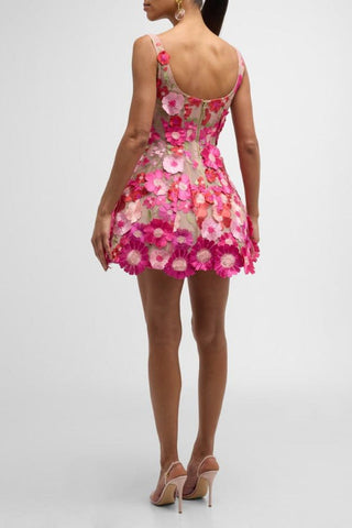 Jasmine Flower Mesh Mini Dress