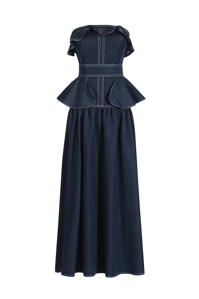 Denim Jumpsuit With Waistband