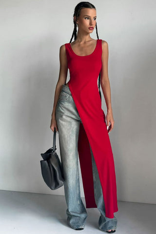 Diagonal Hem Maxi Top