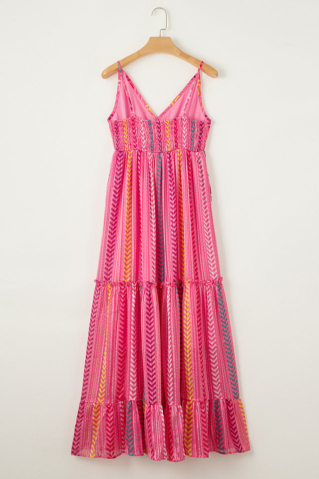 Printed Surplice Maxi Cami Dress
