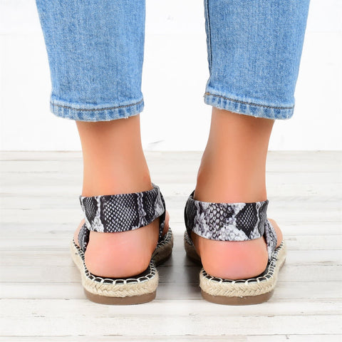 Twine Woven Snake Print Flip-Flops Sandals