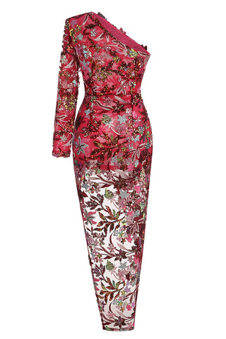 Jangeel Pink Slit Sequin Dress