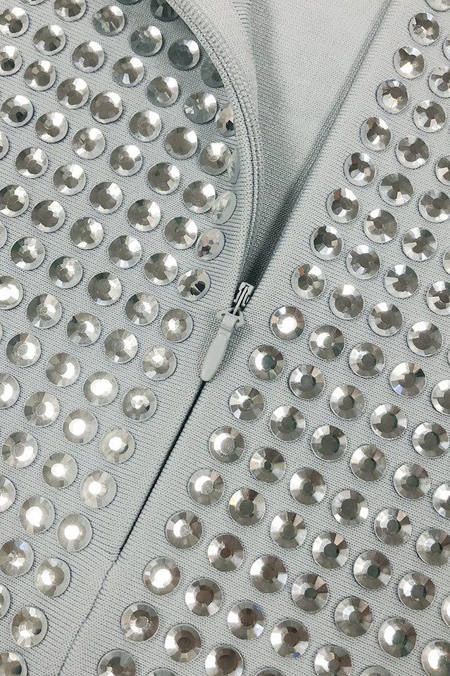 Shiny Stone Embellished Short Dress