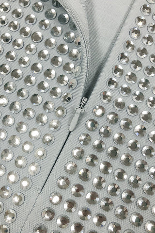 Shiny Stone Embellished Short Dress