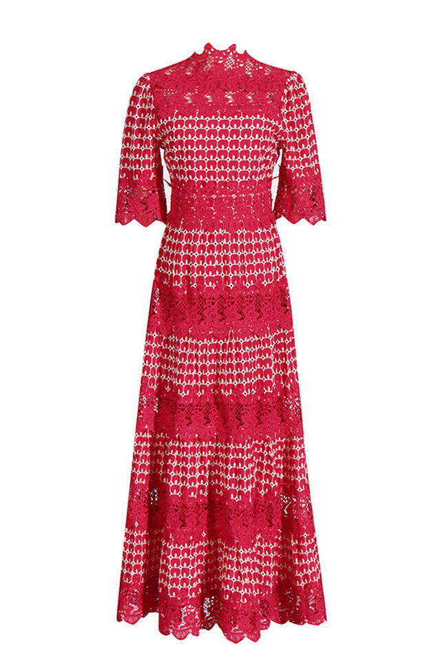 Lace Embroidery Cocktail Midi Dress