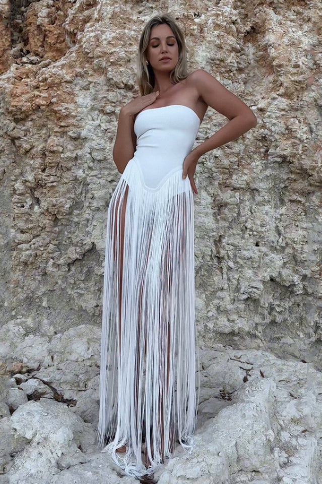 Oakley White Fringe Sexy Dress