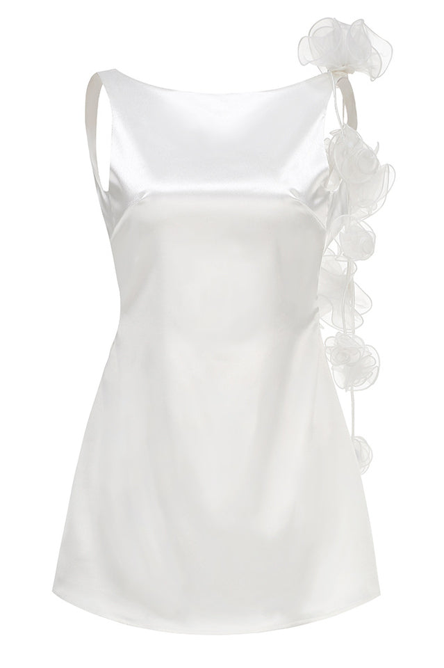 Open Back Flower Mini Dress