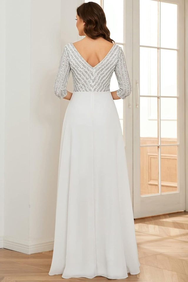 Sequined Chiffon Evening Dress