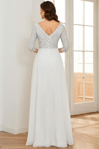 Sequined Chiffon Evening Dress