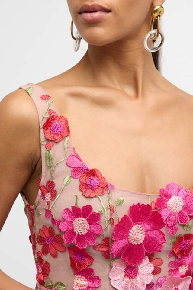 Jasmine Flower Mesh Mini Dress