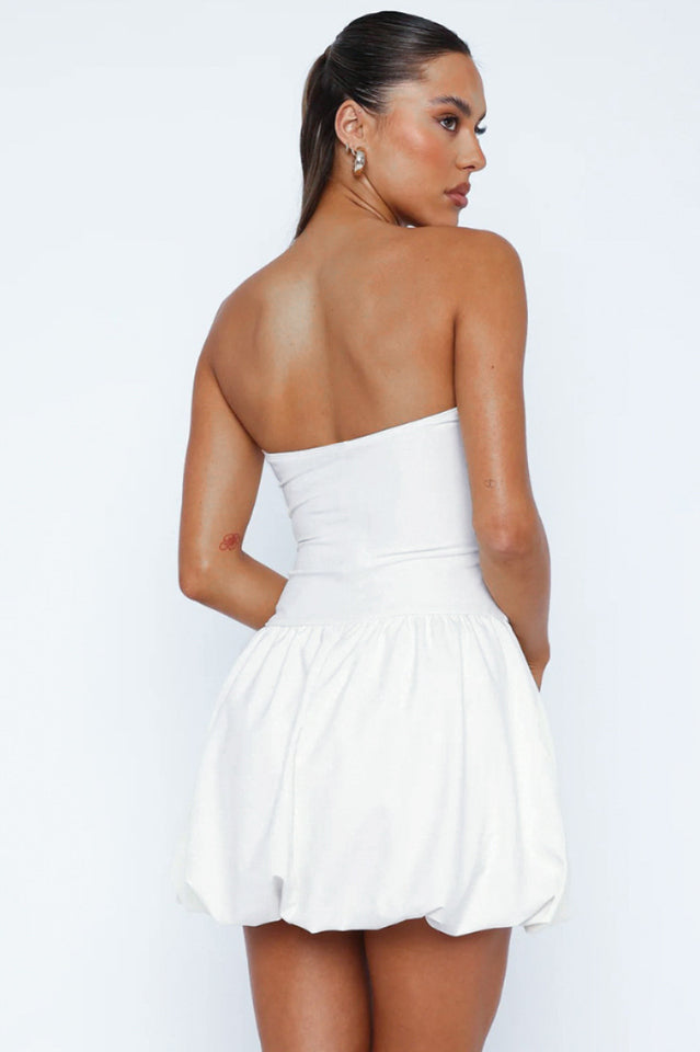 Tube Bubble Hem Mini Dress