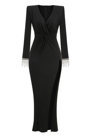 Crystal Detail Draped Maxi Dress