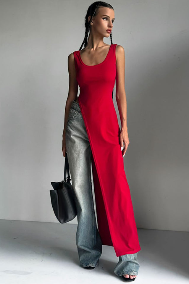 Diagonal Hem Maxi Top