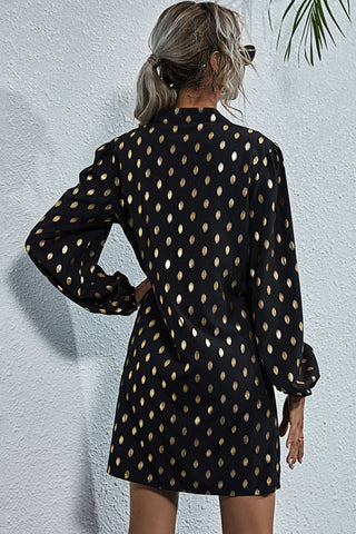 V-neck Polka Dot Long Sleeve Dress