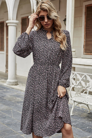 V-neck Floral Long Sleeve Dress