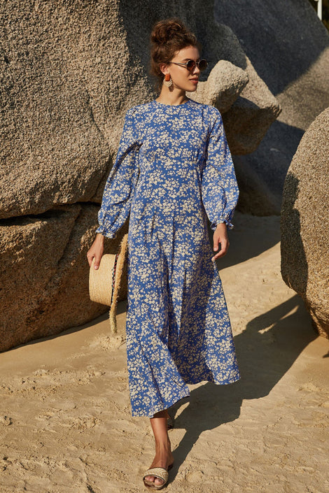 Big Buds One-Shoulder Slit Maxi Dress