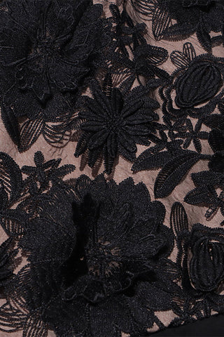 Embroidered 3D Flower Asymmetrical Dress