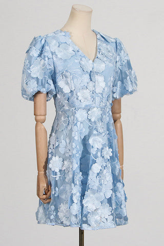 Chayan Flower Embroidery Mini Dress