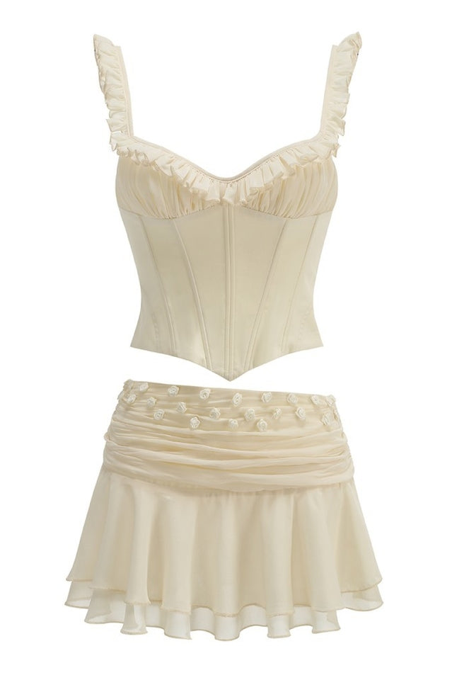 Amelia Corset Lace Up Ruffle Skirt Set