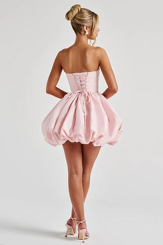 Strapless Bow Puff Mini Dress