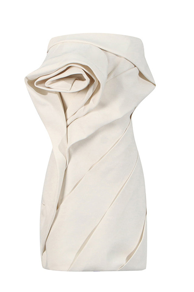 Flower Strapless Ruch Mini Dress