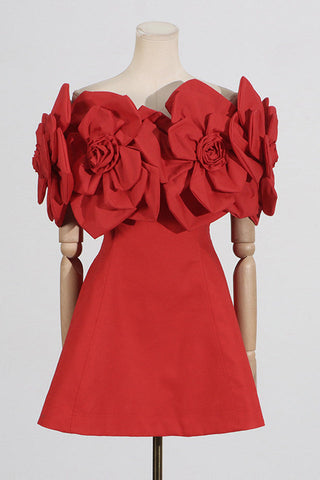 Chabela Flower Off-Shoulder Mini Dress
