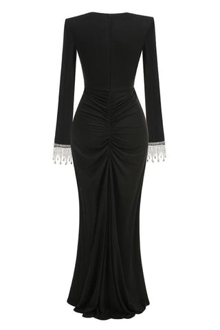 Crystal Detail Draped Maxi Dress